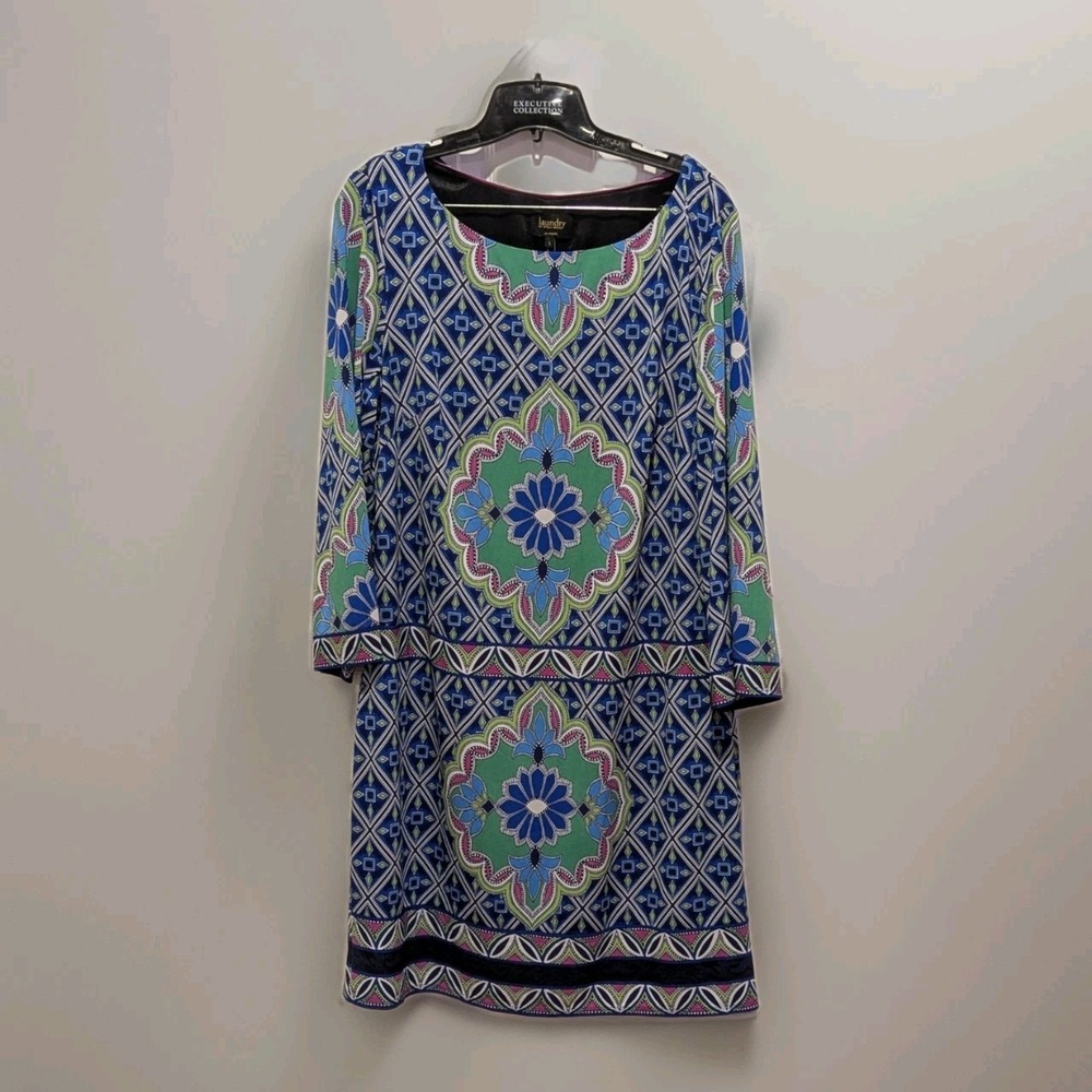 Boho Mod‎ Geometric Shift Dress Retro Psychedelic Print - Laundry Large